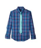 Tommy Hilfiger Kids - Long Sleeve Stretch Plaid Shirt W/ Straight Tie
