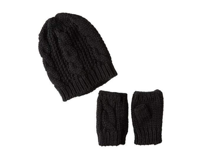 San Diego Hat Company Knh3340 Cable Knit Fingerless Gloves Beanie Set
