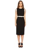 Red Valentino - Cady Tech Dress With Contrast Crepe De Chine Ruffle