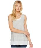 Two By Vince Camuto - Sleeveless Double Layer Mix Media V-neck Top