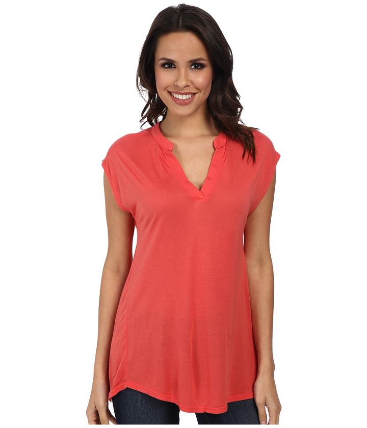 Allen Allen Sleeveless Split Neck Tee