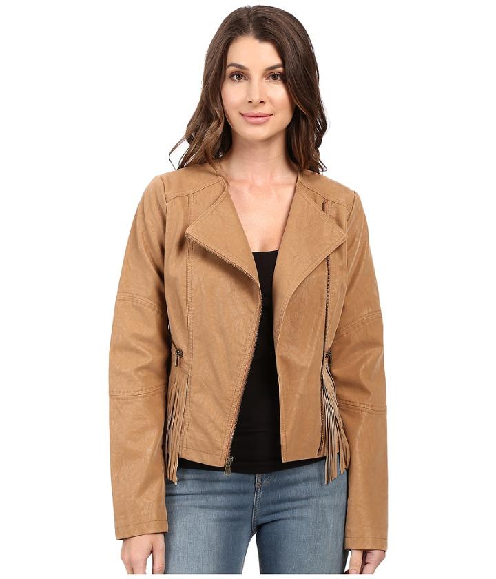 Jessica Simpson - Asymmetrical Zip With Fringe Detail Jacket