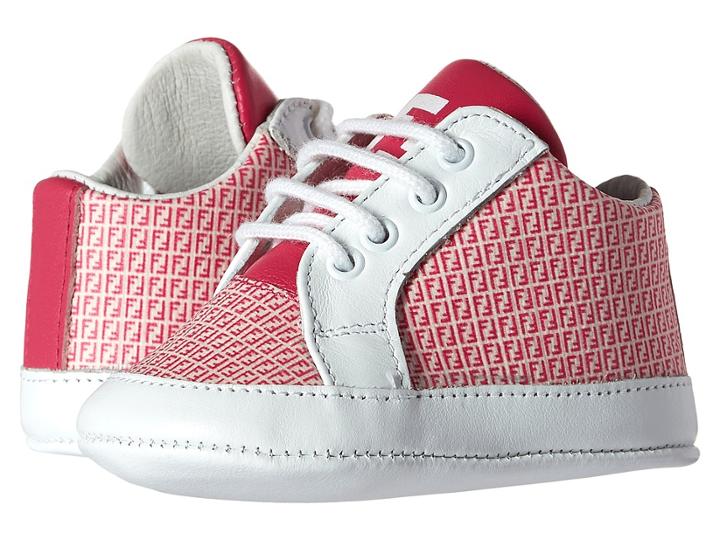 Fendi Kids - Lace-up Crib Shoes W/ Logo Print