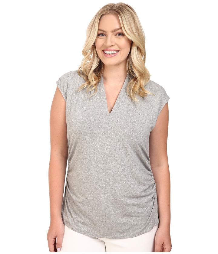 Vince Camuto Plus - Plus Size Sleeveless Pleat V-neck Top