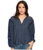 Lucky Brand - Cut Out Stripe Peasant Top