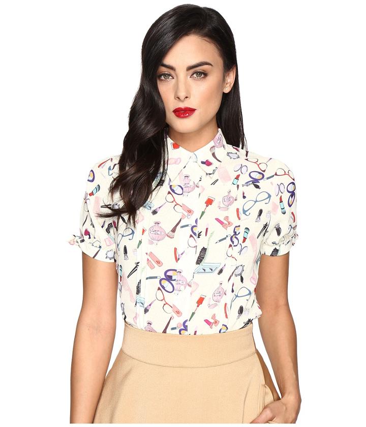 Unique Vintage - Chiffon Button Up Sleeved Colvin Blouse