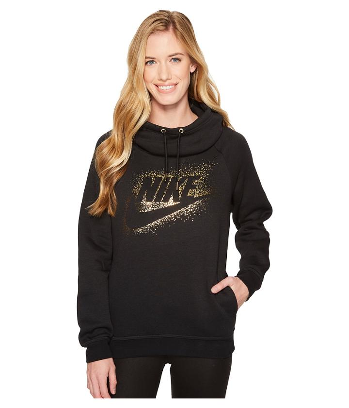 Nike - Sportswear Rally Metallic Funnel-neck Pullover Hoodie