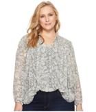 Lucky Brand - Plus Size Beaded Floral Peasant Top