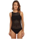 Lauren By Ralph Lauren - Ottoman Mesh Boat Neck One-piece W/ Soft Cup