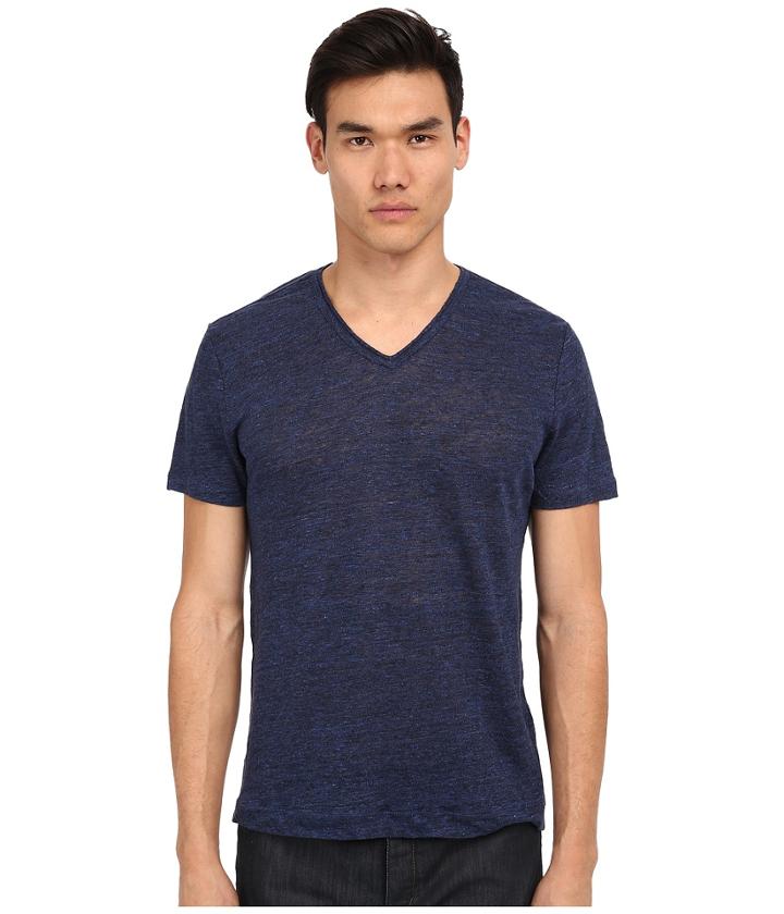 Vince - Short Sleeve Linen V-neck T-shirt