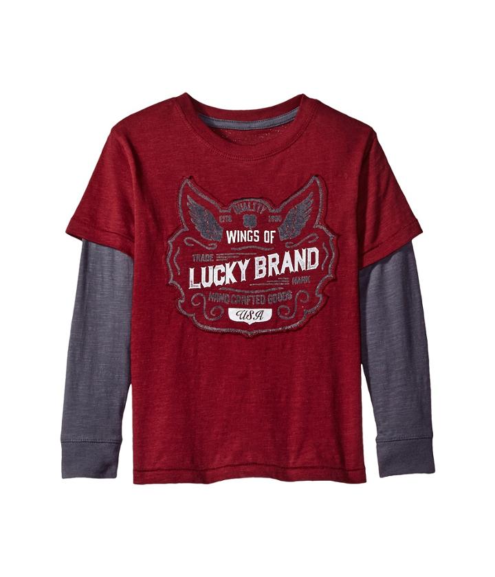 Lucky Brand Kids - Long Sleeve Slider Tee With Lucky Logo