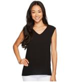 Vince Camuto Specialty Size - Petite Extend Shoulder V-neck Mix Media Textured Top