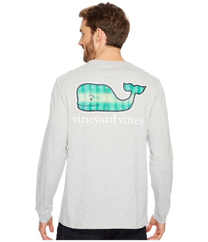 Vineyard Vines - Long Sleeve Football Field Whale Full Pocket Tee