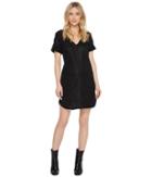 7 For All Mankind - Short Sleeve Popover Dress In Coated Black