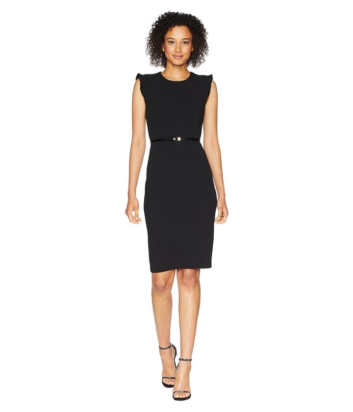 Calvin Klein - Belted Flutter Sleeve Sheath Dress Cd8c18mw