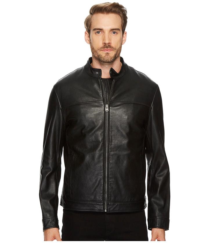 Cole Haan - 26 1/2 Zip Front Moto Jacket With Removable Quilted Liner