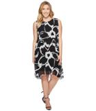 Vince Camuto Specialty Size - Plus Size Sleeveless Cut Out Floral Chiffon Overlay Dress