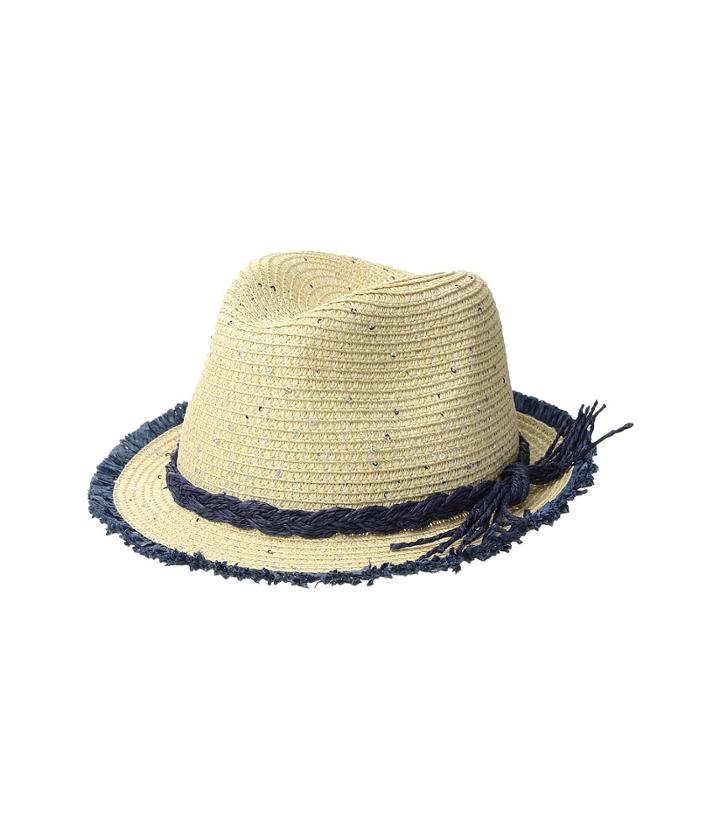 San Diego Hat Company Kids - Paperbraid Fedora W/ Color Pop Fray Edge