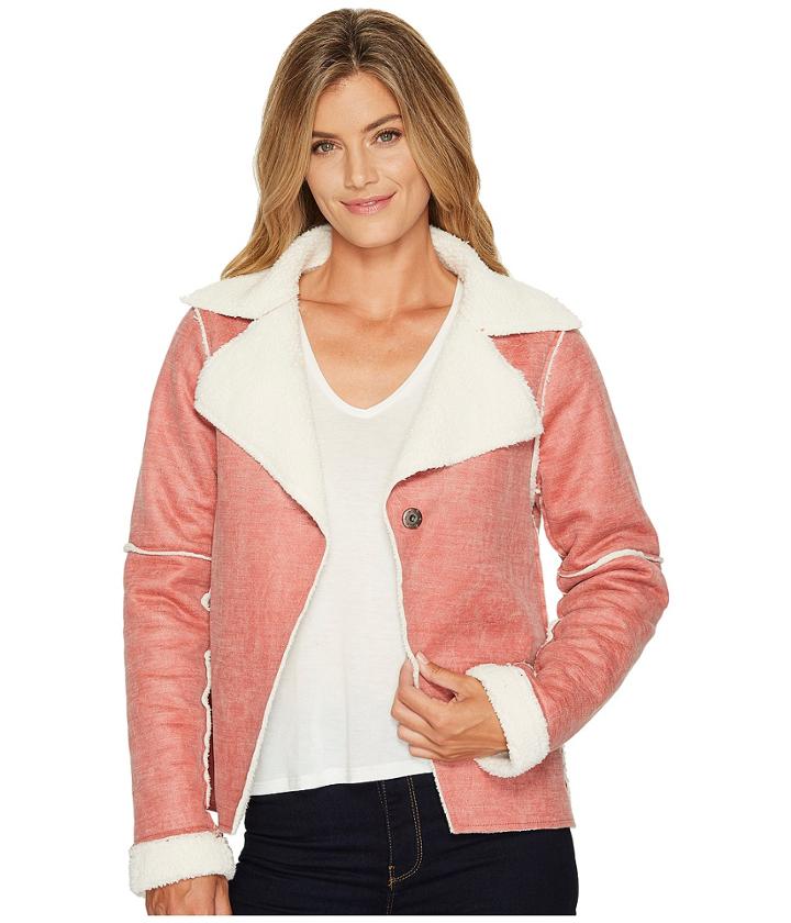 Dylan By True Grit - Distressed Bonded Sherpa Snap Jacket
