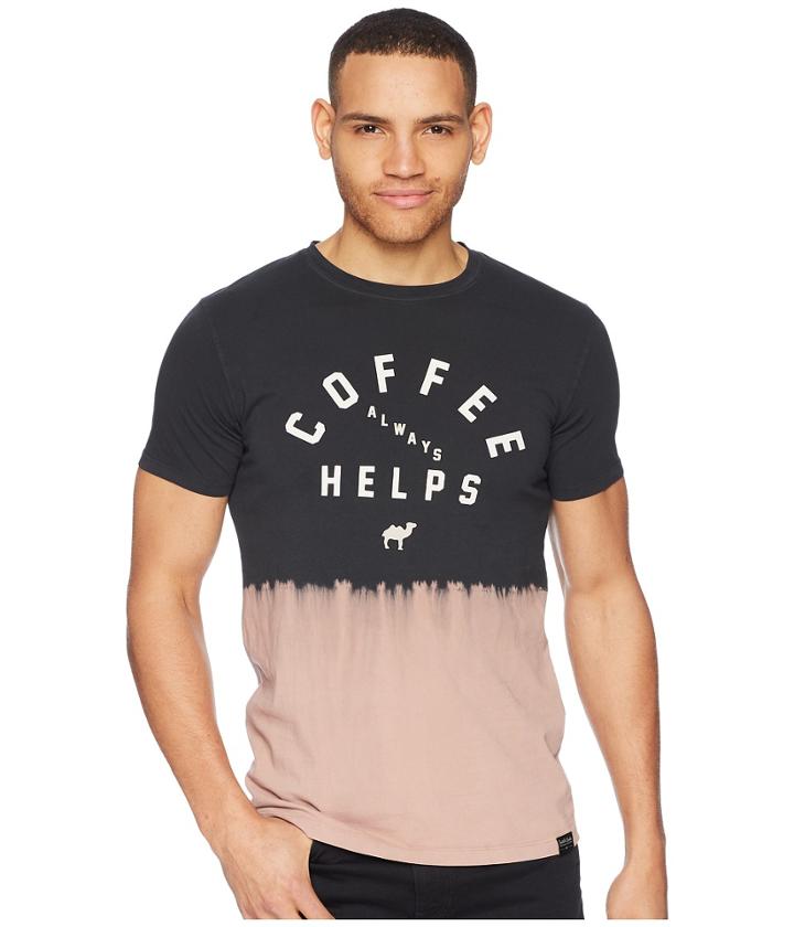 Scotch &amp; Soda - Dip-dyed Crew Neck Tee With Text Artwork