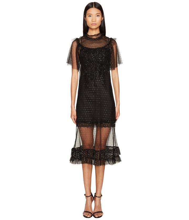 Sonia By Sonia Rykiel - Short Sleeve Plumetis Dress With Frills