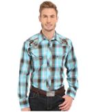 Roper - Embroidered 0324 Turquoise Brown Plaid