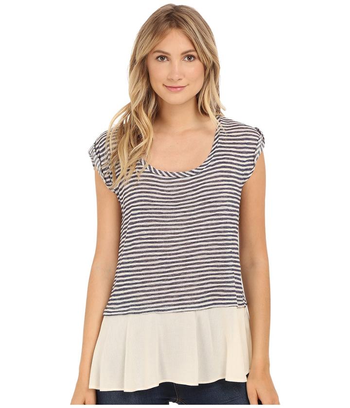 Bobeau - Oriana Stripe Mix Media T-shirt