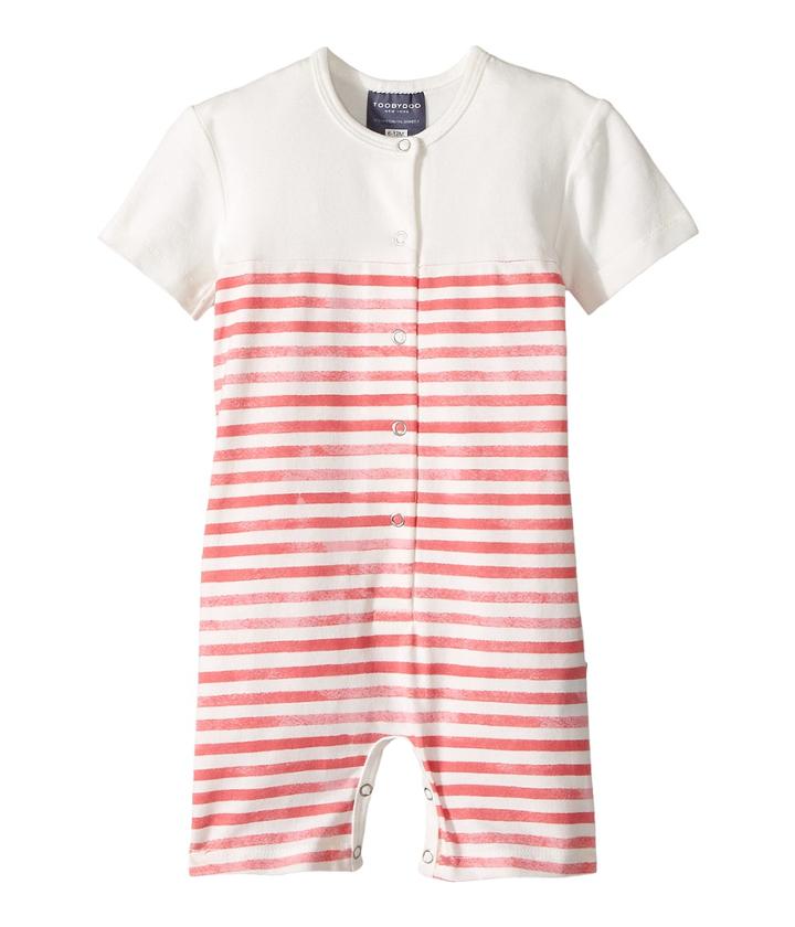 Toobydoo - Red Stripe Henley Shortie Jumpsuit
