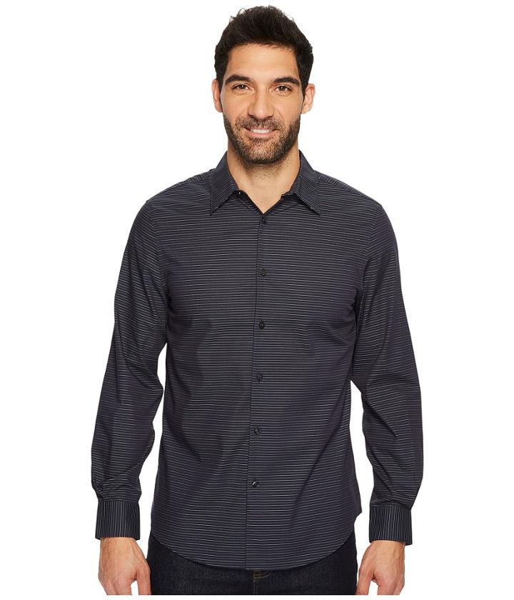 Perry Ellis - Long Sleeve Horizontal Multicolor Stripe Shirt