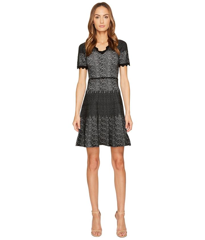 Yigal Azrou  L - Snakeskin Jacquard V-neck Dress