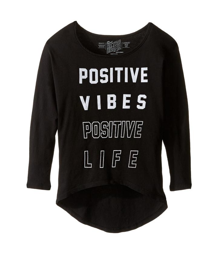 The Original Retro Brand Kids - Positive Vibes, Positive Life 3/4 Dolman Pullover