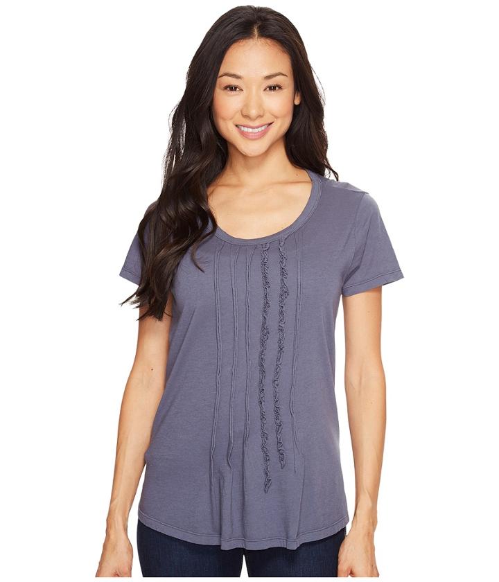 Dylan By True Grit - Vintage Soft Cotton Pleated And Ruffle Short Sleeve Tee