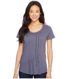 Dylan By True Grit - Vintage Soft Cotton Pleated And Ruffle Short Sleeve Tee