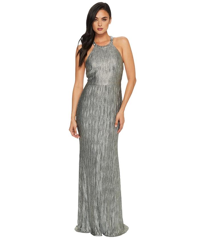 Adrianna Papell - Crinkle Jersey Chocker Neck Gown