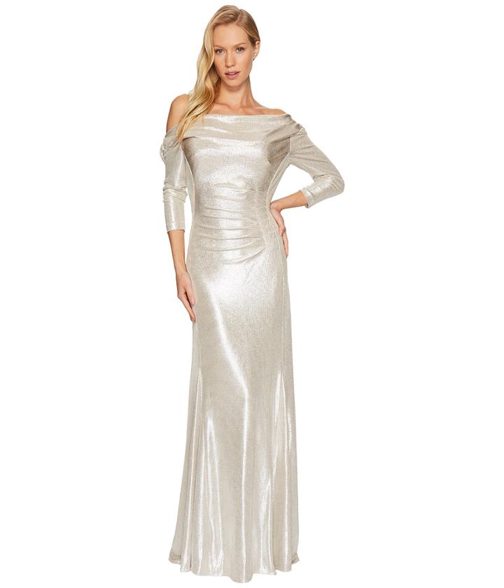Tahari By Asl - Metallic Draped Gown