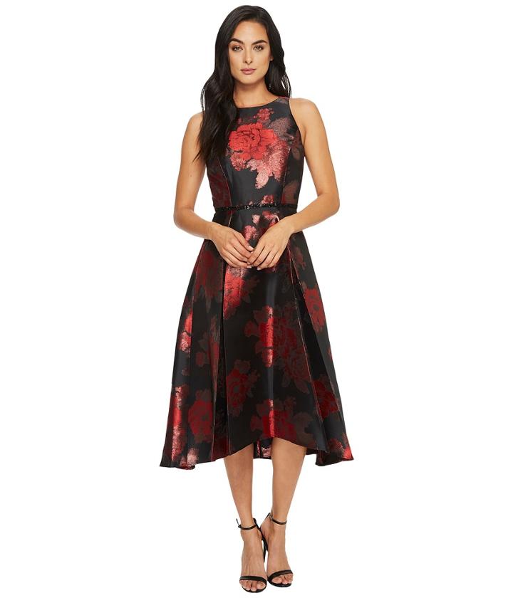 Tahari By Asl - Floral Jacquard Tea-length Dress