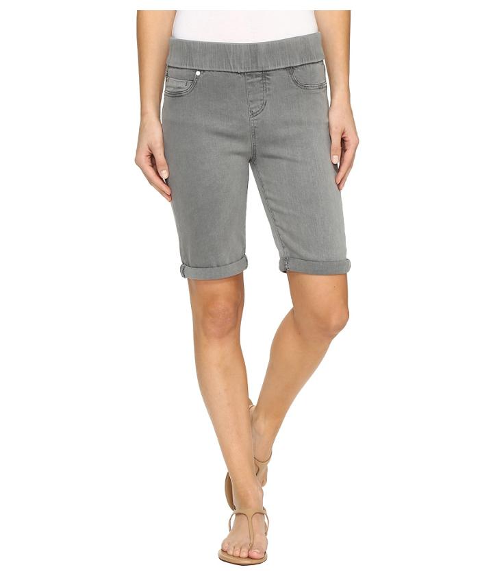 Liverpool - Sienna Pull-on Bermuda With Rolled-cuff In Pigment Dyed Slub Stretch Twill In Sharkskin