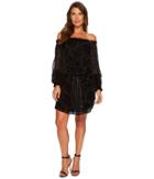 Hale Bob - Masterpiece Theatre Silk Velvet Burnout Off Shoulder Dress