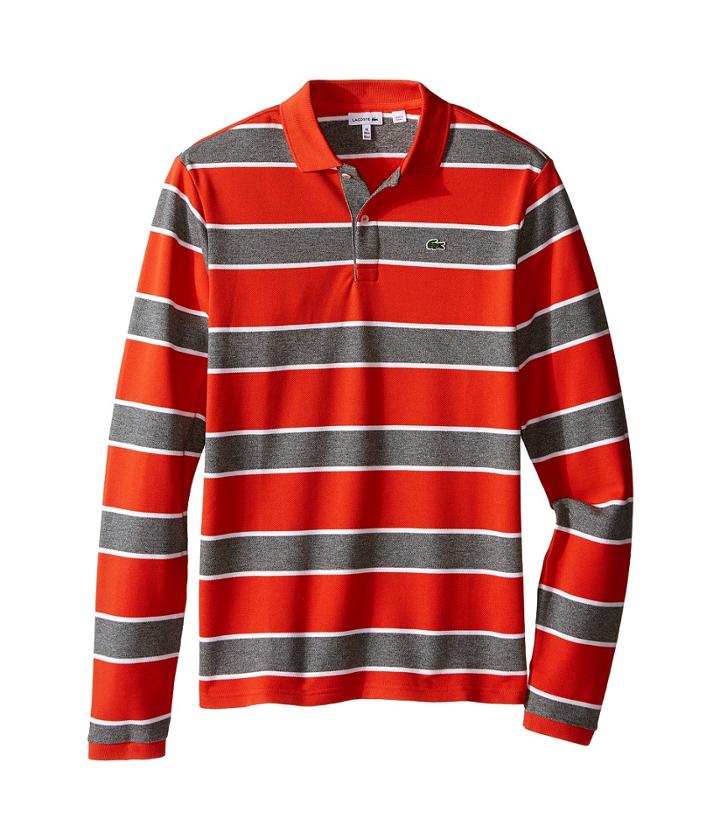 Lacoste Kids - Long Sleeve Bold Striped Heavy Pique Polo