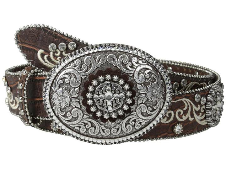 Ariat Embroidered And Studded Belt W/ Large Oval Buckle