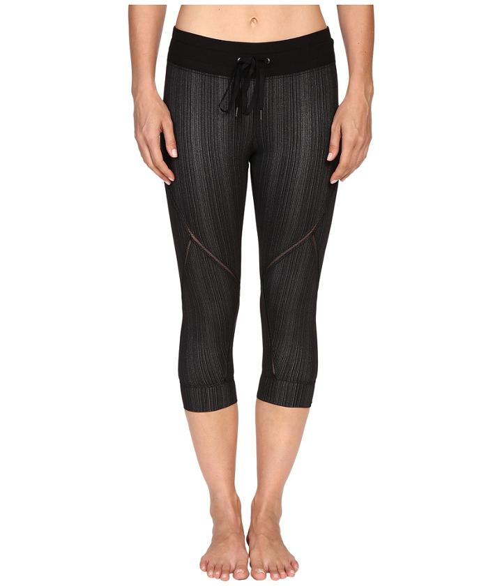 Zobha - Capris W/ Faggoting Trim Paneling Rib Waistband