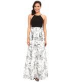 Aidan Mattox - Long Halter Neck Column With Lace Ball Gown Skirt