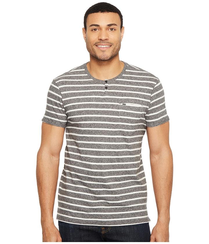 Calvin Klein Jeans - Ecru Stripe Slit Neck Tee