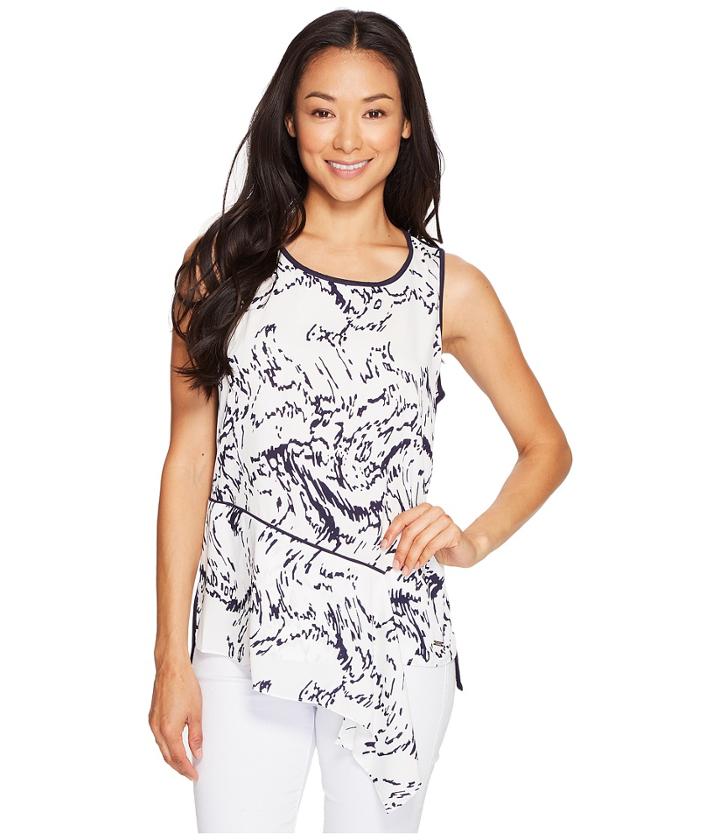 Ivanka Trump - Printed Georgette Top With Solid Knit Back