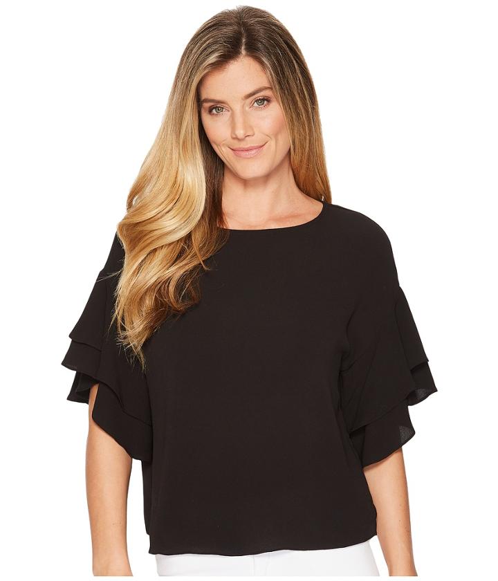 Vince Camuto - Drop Shoulder Tiered Sleeve Textured Blouse