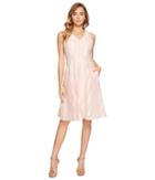Donna Morgan - V-neck Dot Burnout Jacquard Fit And Flare Shirt Dress