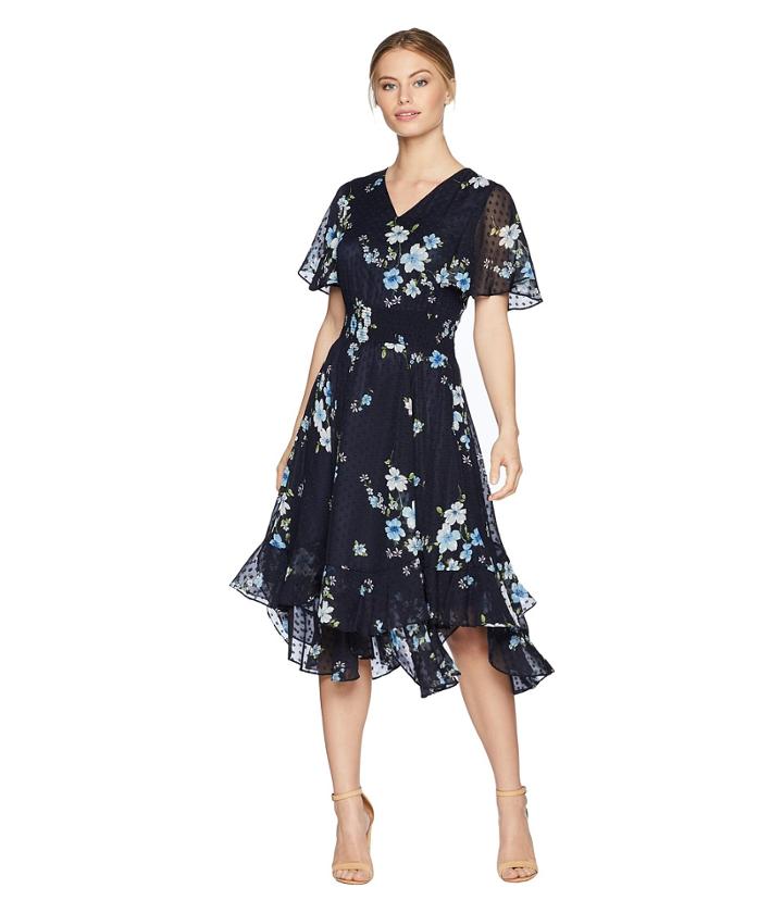 Tahari By Asl - Petite Flounced Midi Dress