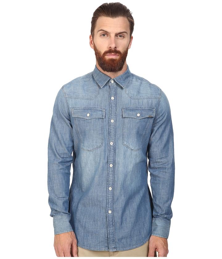G-star - 3301 Long Sleeve Shirt In Lightweight Boll Denim