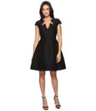 Halston Heritage - Cap Sleeve Notched Neck Silk Faille Dress