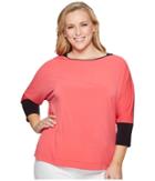 Calvin Klein Plus - Plus Size 3/4 Sleeve Dolman Top With Trim
